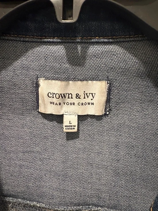 crown & ivy Classic Blue Denim Jacket with Button Front - Picture 2 of 7
